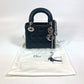 Dior Lady Dior Cannage Mini Bag, 2-Way Handbag/Shoulder Bag, Leather, Women's, Black