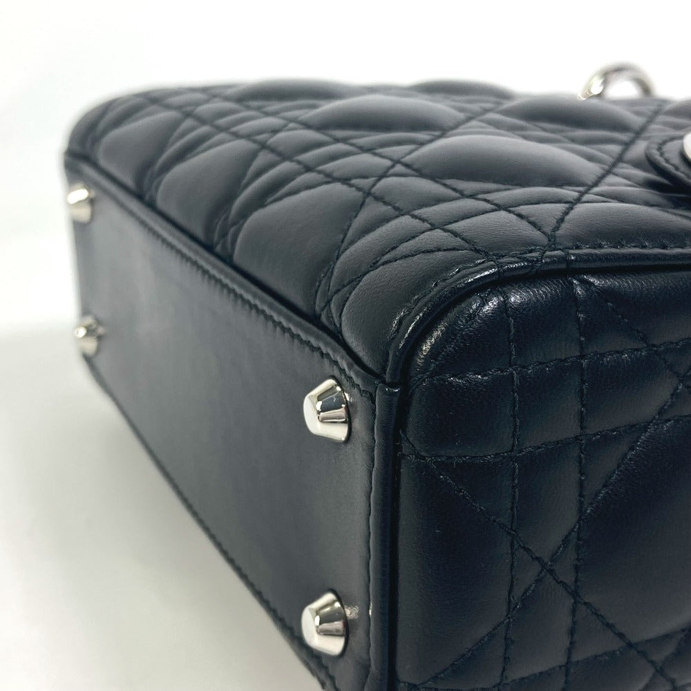 Dior Lady Dior Cannage Mini Bag, 2-Way Handbag/Shoulder Bag, Leather, Women's, Black