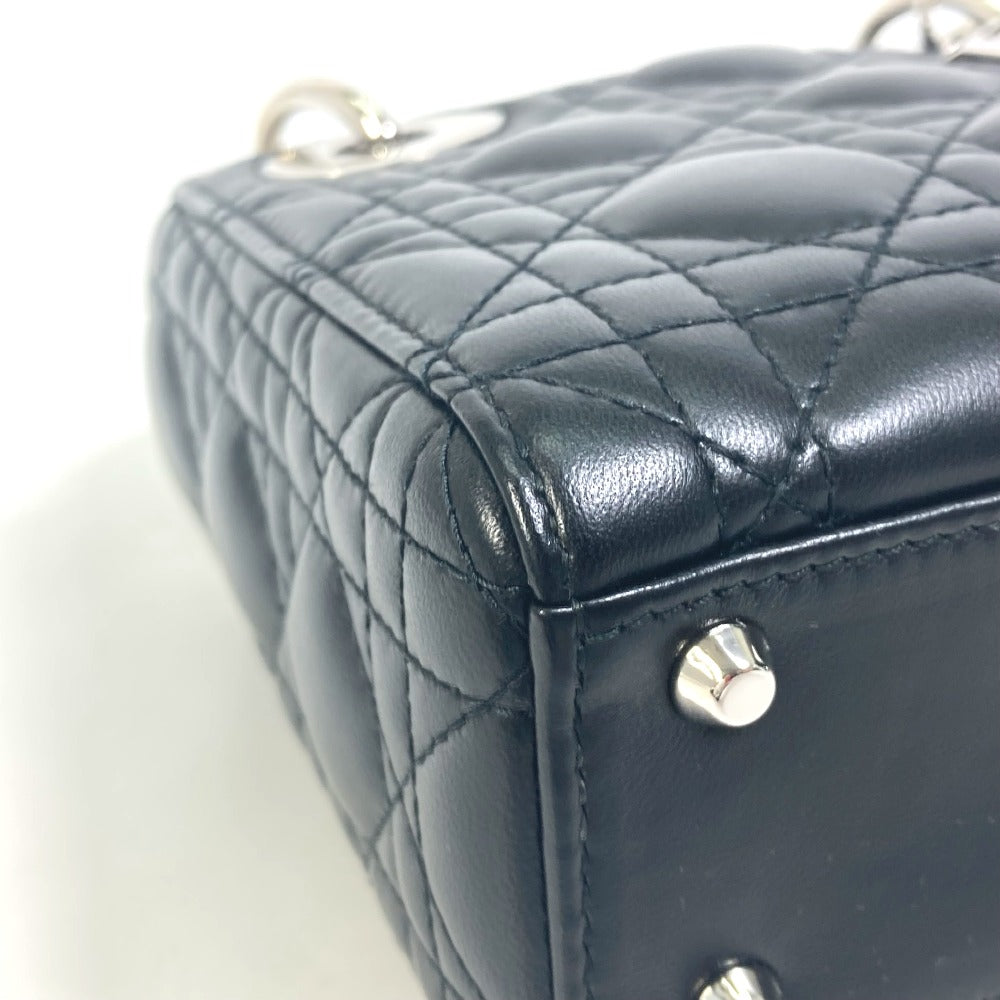 Dior Lady Dior Cannage Mini Bag, 2-Way Handbag/Shoulder Bag, Leather, Women's, Black