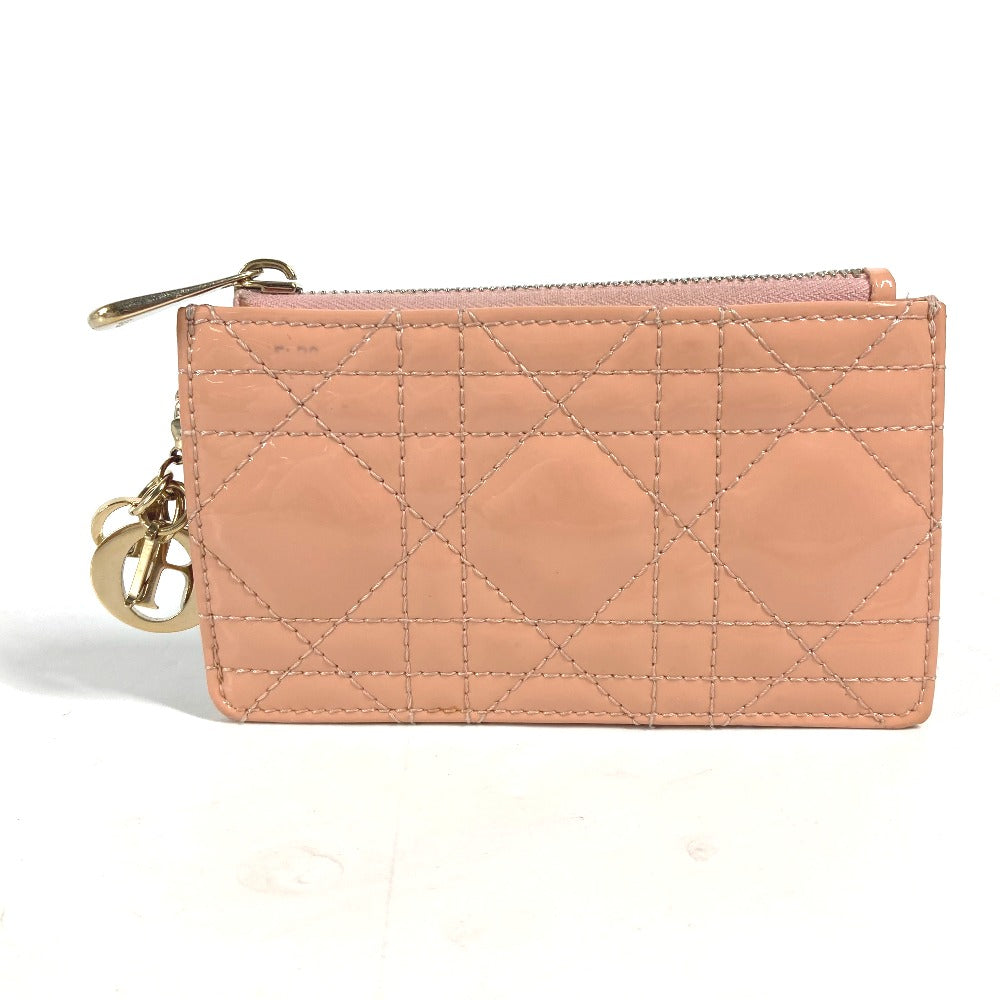 Dior レディディオール LADYDIOR カナージュ 財布 小銭入れ コインケース エナメル レディース ピンク系