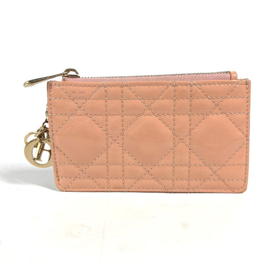 Dior レディディオール LADYDIOR カナージュ 財布 小銭入れ コインケース エナメル レディース ピンク系