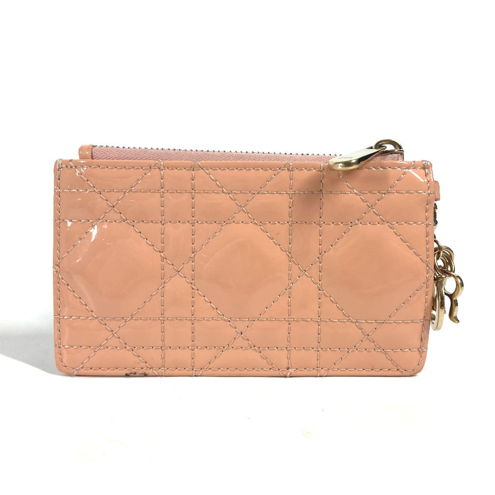 Dior レディディオール LADYDIOR カナージュ 財布 小銭入れ コインケース エナメル レディース ピンク系