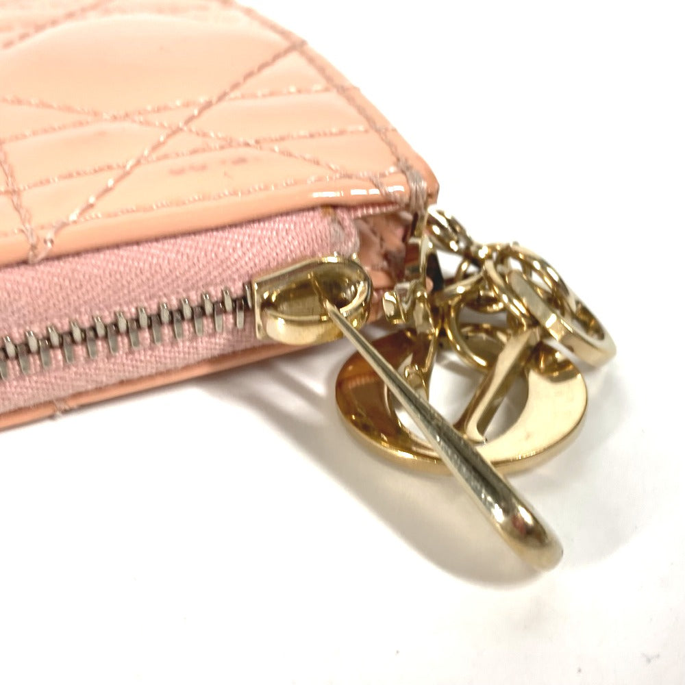 Dior レディディオール LADYDIOR カナージュ 財布 小銭入れ コインケース エナメル レディース ピンク系
