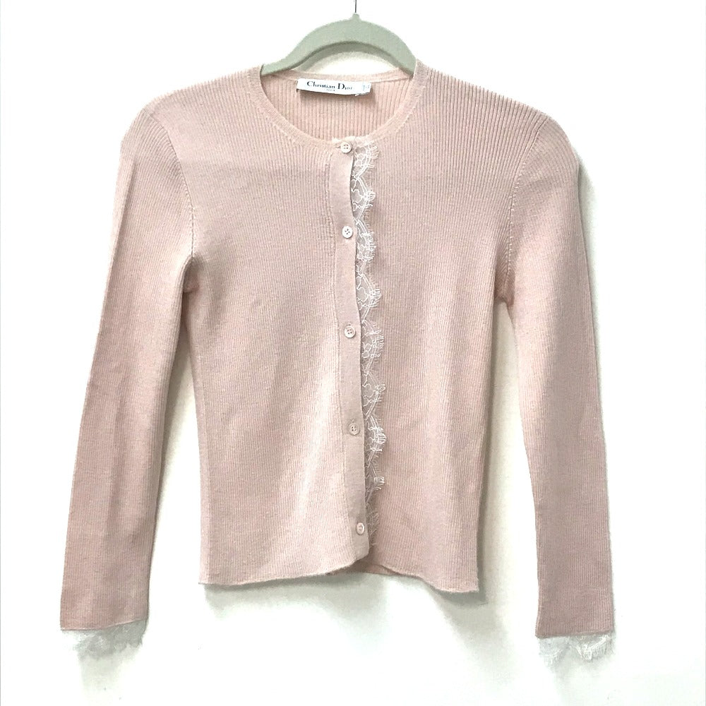 Dior lace knit cardigan, long-sleeved, cashmere, women's, pink