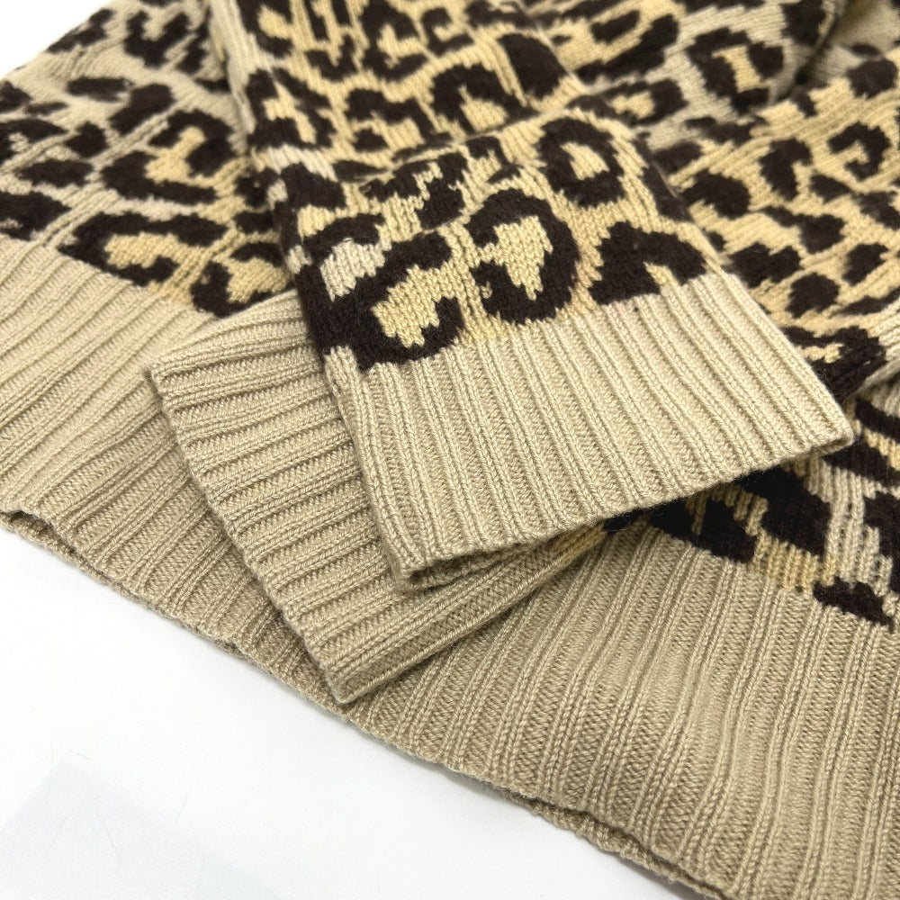 Christian Dior 154S02AM006 Leopard Print Ribbon Cashmere Sweater for Women, Brown