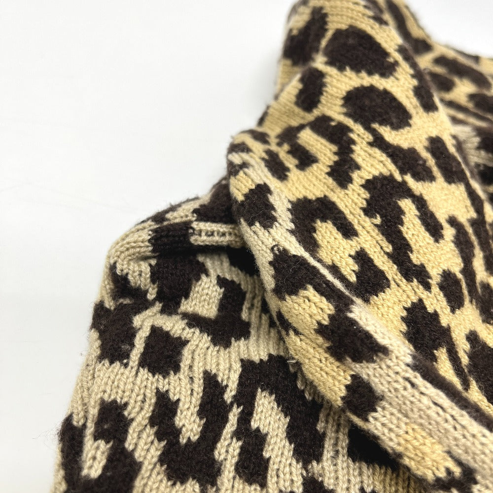 Christian Dior 154S02AM006 Leopard Print Ribbon Cashmere Sweater for Women, Brown