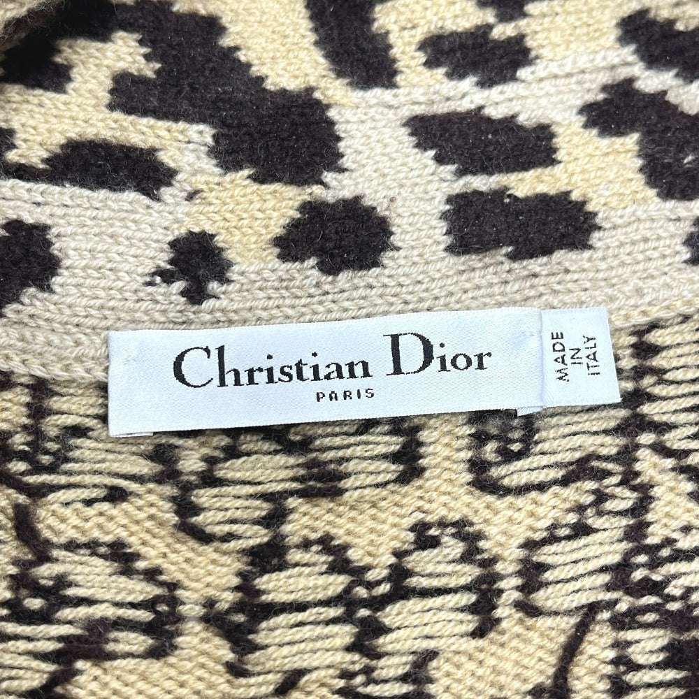 Christian Dior 154S02AM006 Leopard Print Ribbon Cashmere Sweater for Women, Brown