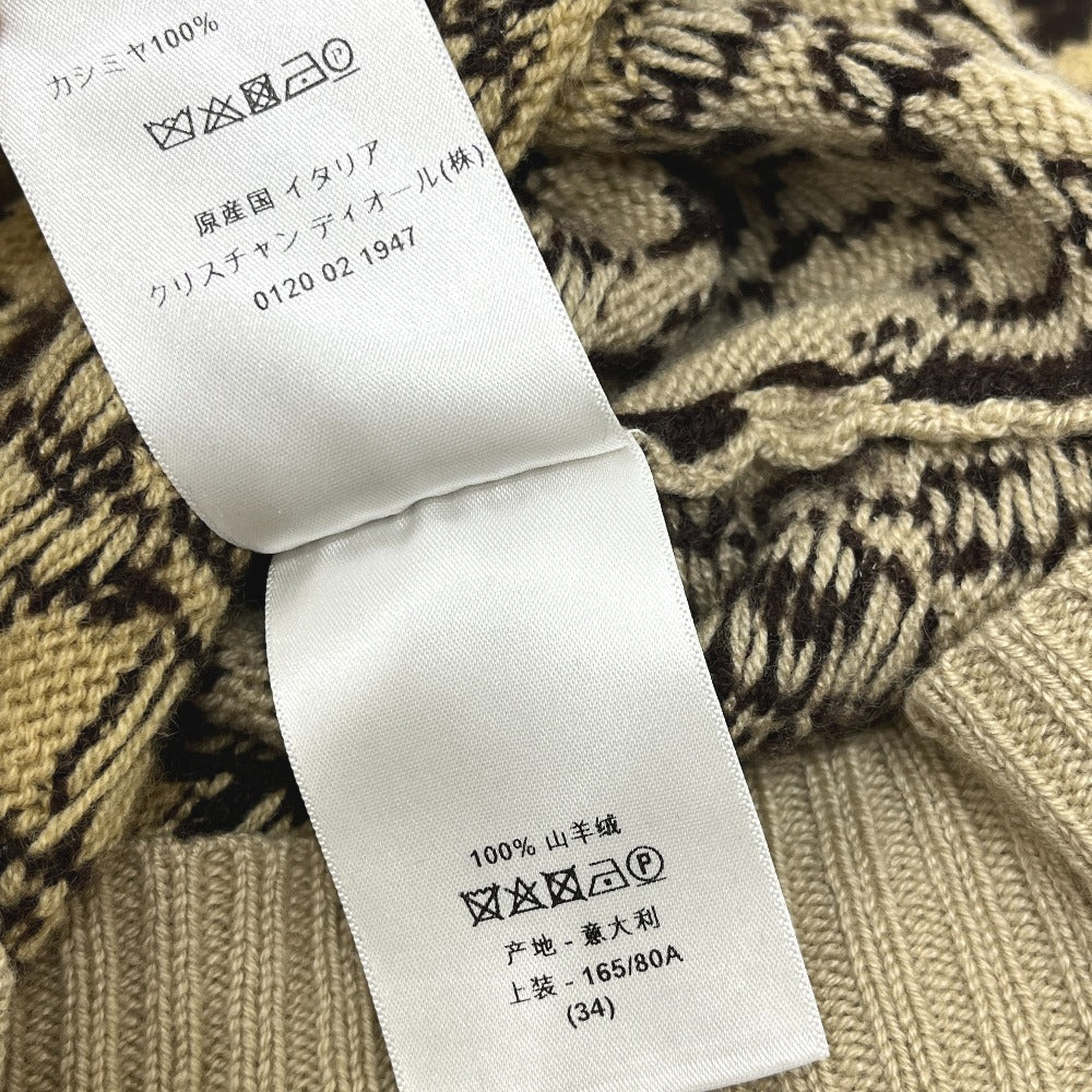 Christian Dior 154S02AM006 Leopard Print Ribbon Cashmere Sweater for Women, Brown