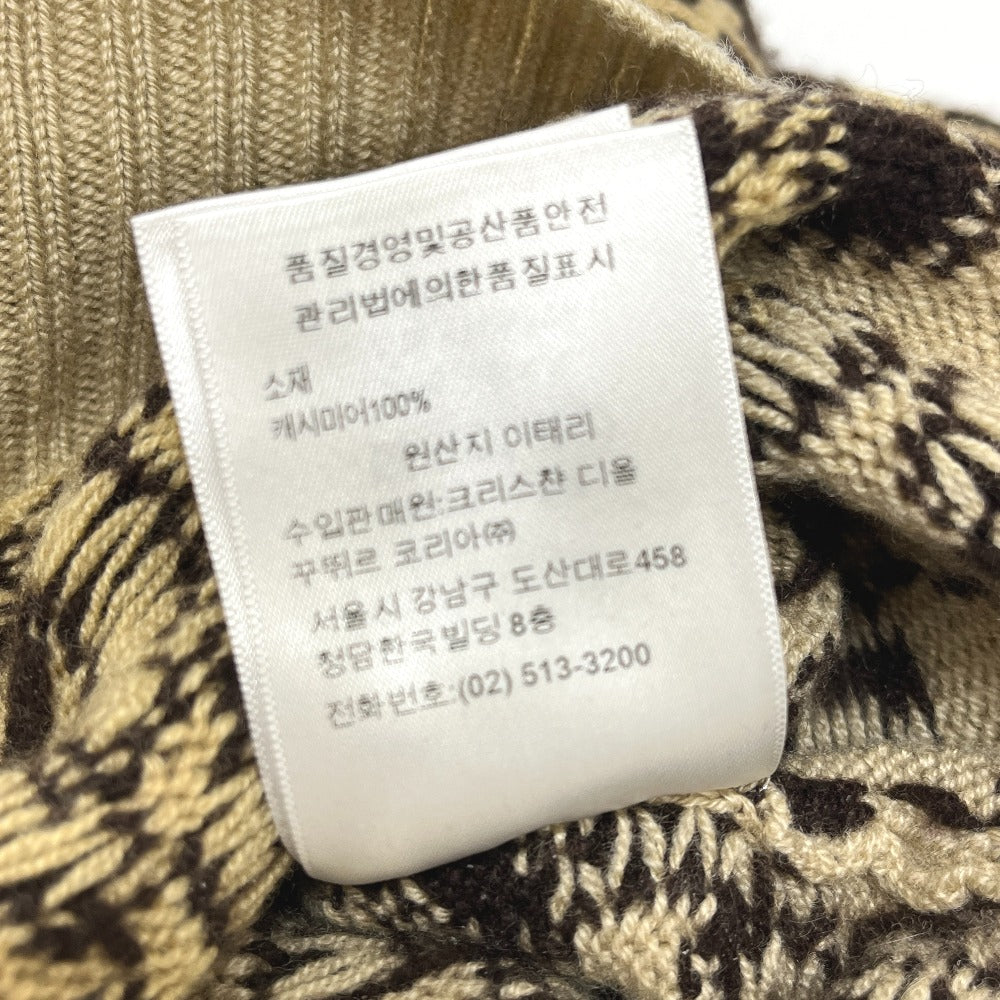 Christian Dior 154S02AM006 Leopard Print Ribbon Cashmere Sweater for Women, Brown