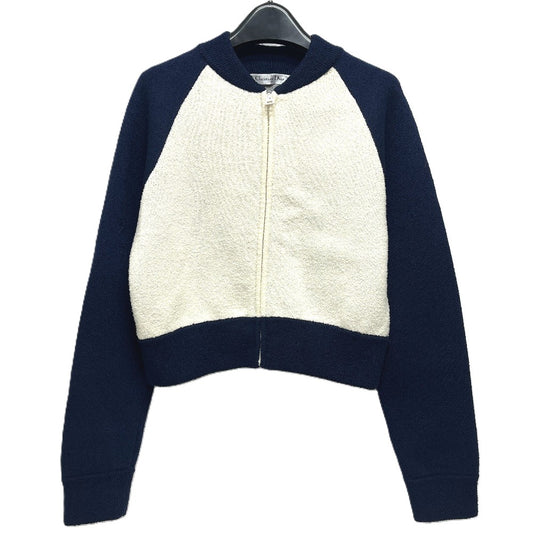 Dior 214V50AM351 DIOR 8 Bomber Apparel, blouson, zip-up, outerwear, collarless jacket Jacket wool Navy/White Used