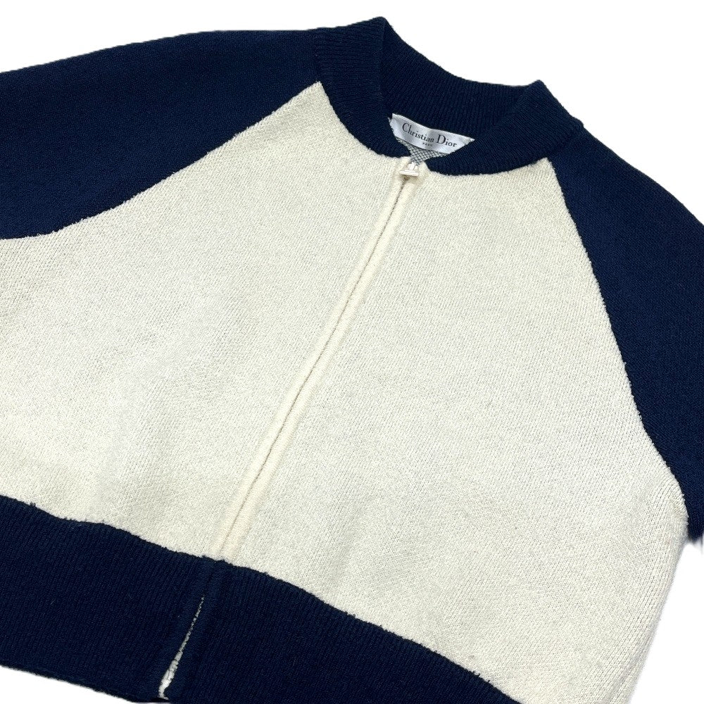 Dior 214V50AM351 DIOR 8 Bomber Apparel, blouson, zip-up, outerwear, collarless jacket Jacket wool Navy/White Used