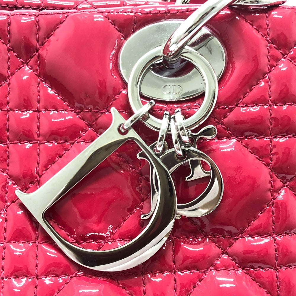 Dior M0955PVR Cannage Soft Enamel Lady Dior Bag Chain Shoulder Bag Tote Handbag Patent Leather Women's Pink