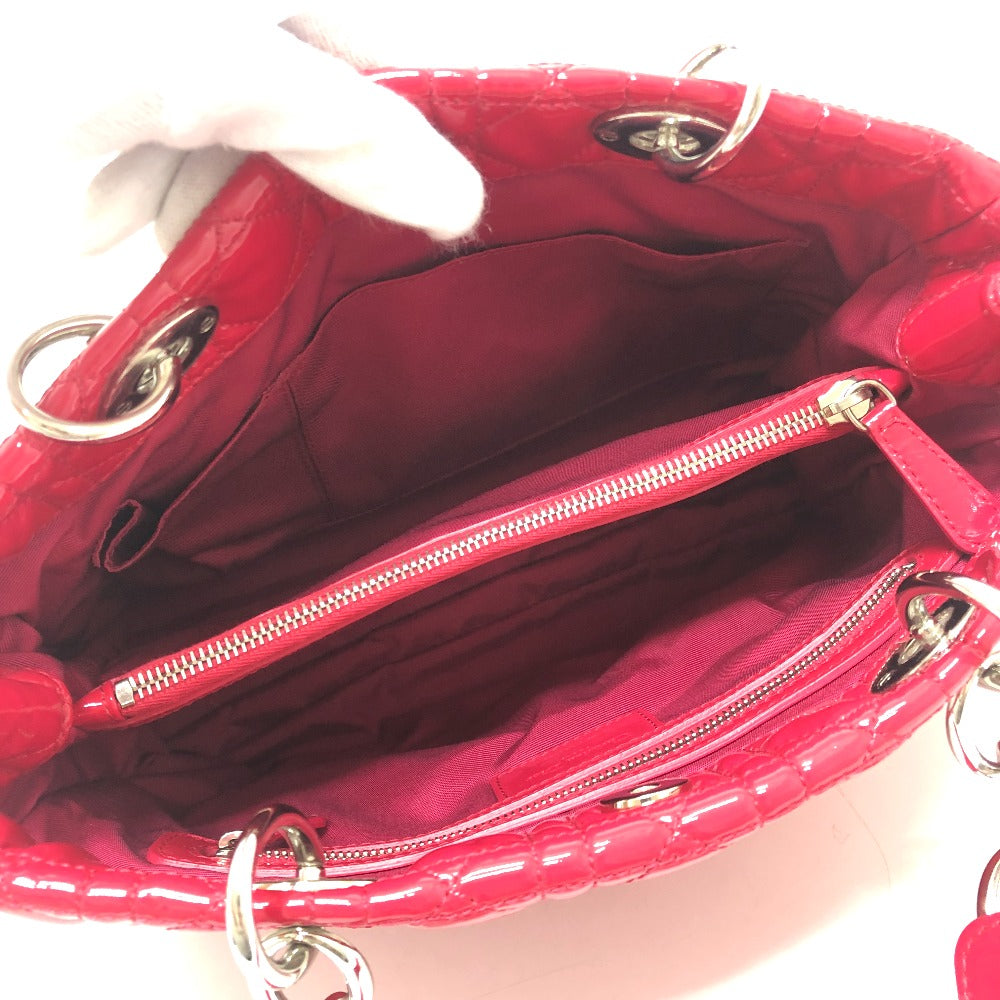 Dior M0955PVR Cannage Soft Enamel Lady Dior Bag Chain Shoulder Bag Tote Handbag Patent Leather Women's Pink
