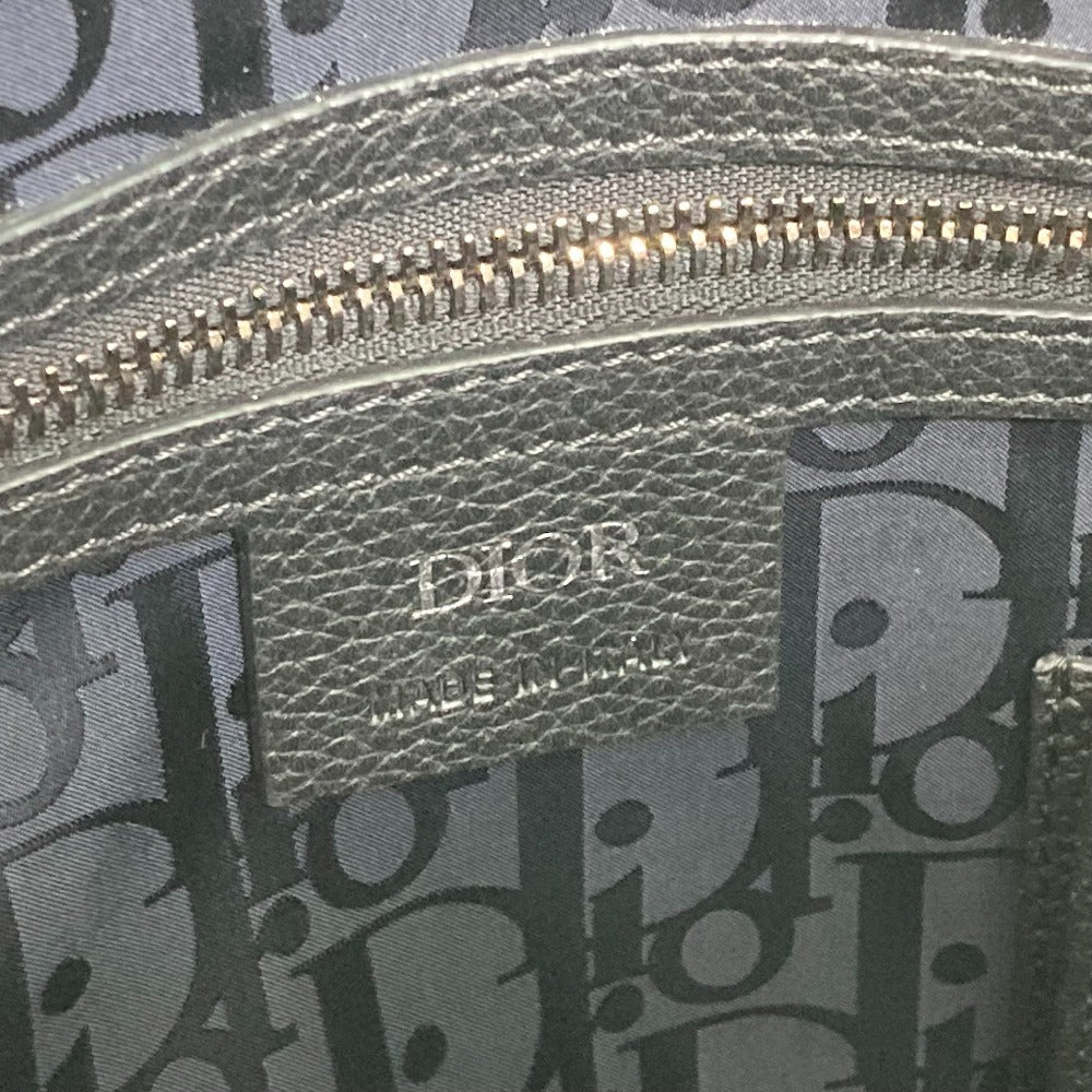 DIOR HOMME Handbag with Logo, Trotter Interior, Oblique Design, 2-Way Shoulder Bag, Business Bag, Leather, Men's, Black