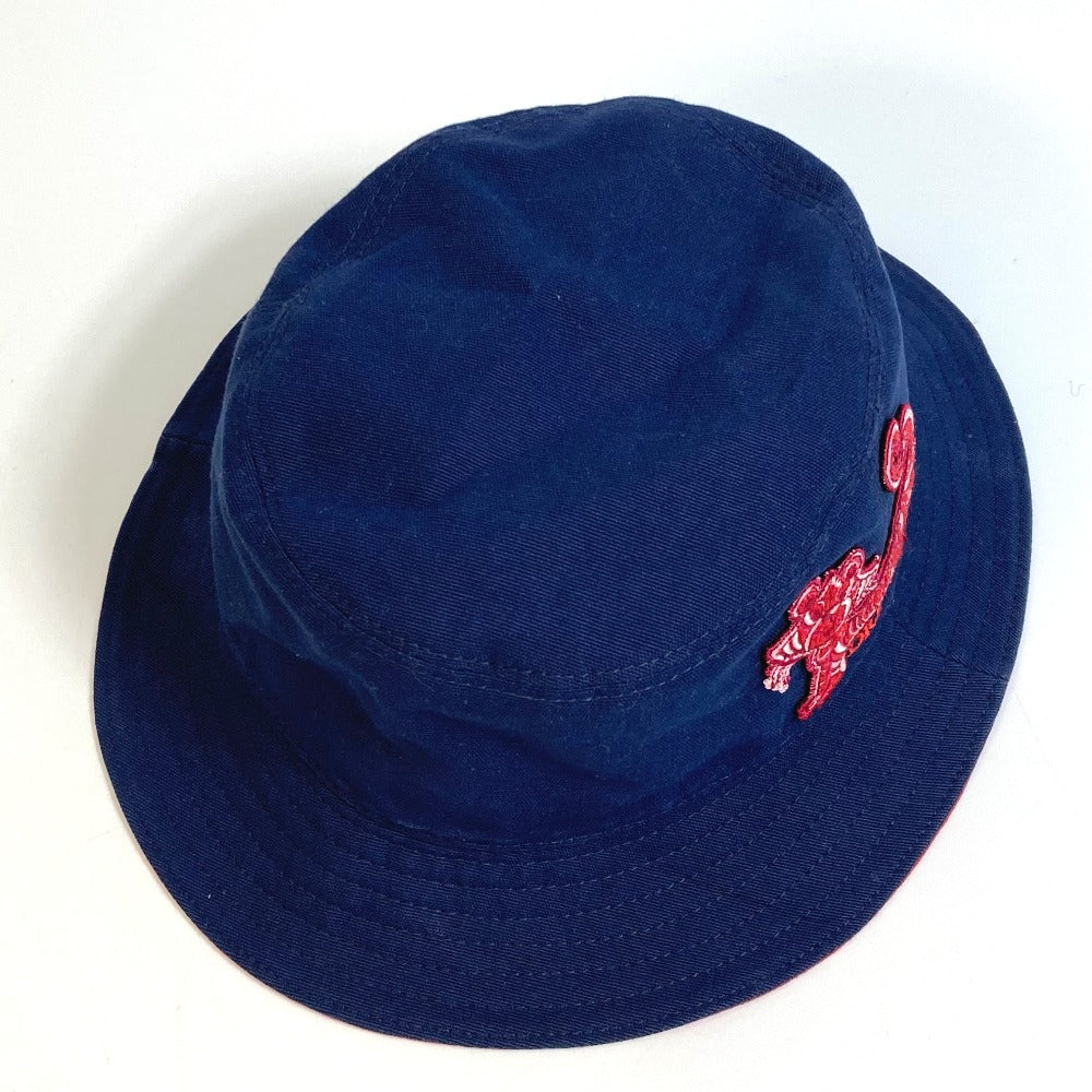 Dior Kenny Scharf Bucket Hat with Embroidered Tiger Patch, Unisex, Blue, Cotton