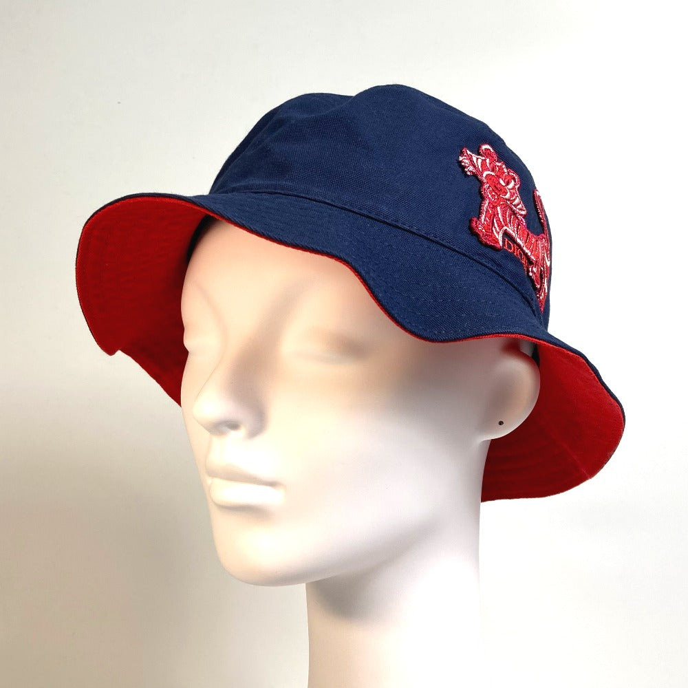 Dior Kenny Scharf Bucket Hat with Embroidered Tiger Patch, Unisex, Blue, Cotton