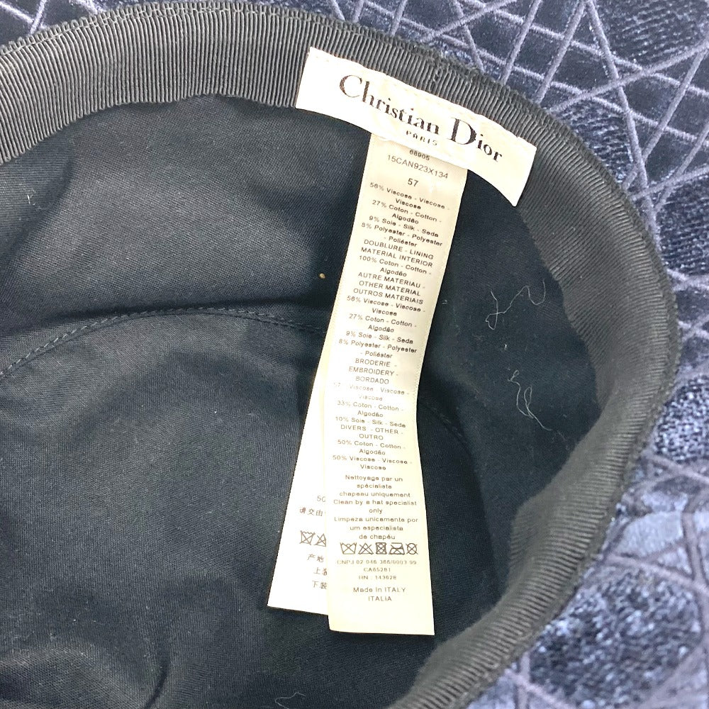 Dior 15CAN923X134 21AW Velvet Cannage Logo Bob Bucket Hat, Cotton, Unisex, Navy