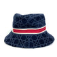Dior 15CAN923X134 21AW Velvet Cannage Logo Bob Bucket Hat, Cotton, Unisex, Navy