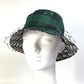 Dior 95TDD923G142 Oblique Check Bucket Hat with Tulle and Veil, Polyester, Women's, Green