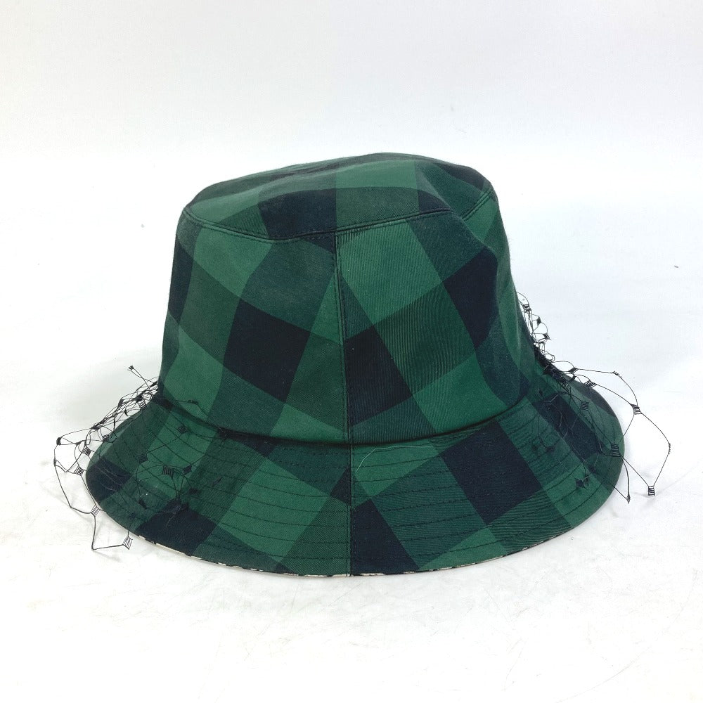 Dior 95TDD923G142 Oblique Check Bucket Hat with Tulle and Veil, Polyester, Women's, Green
