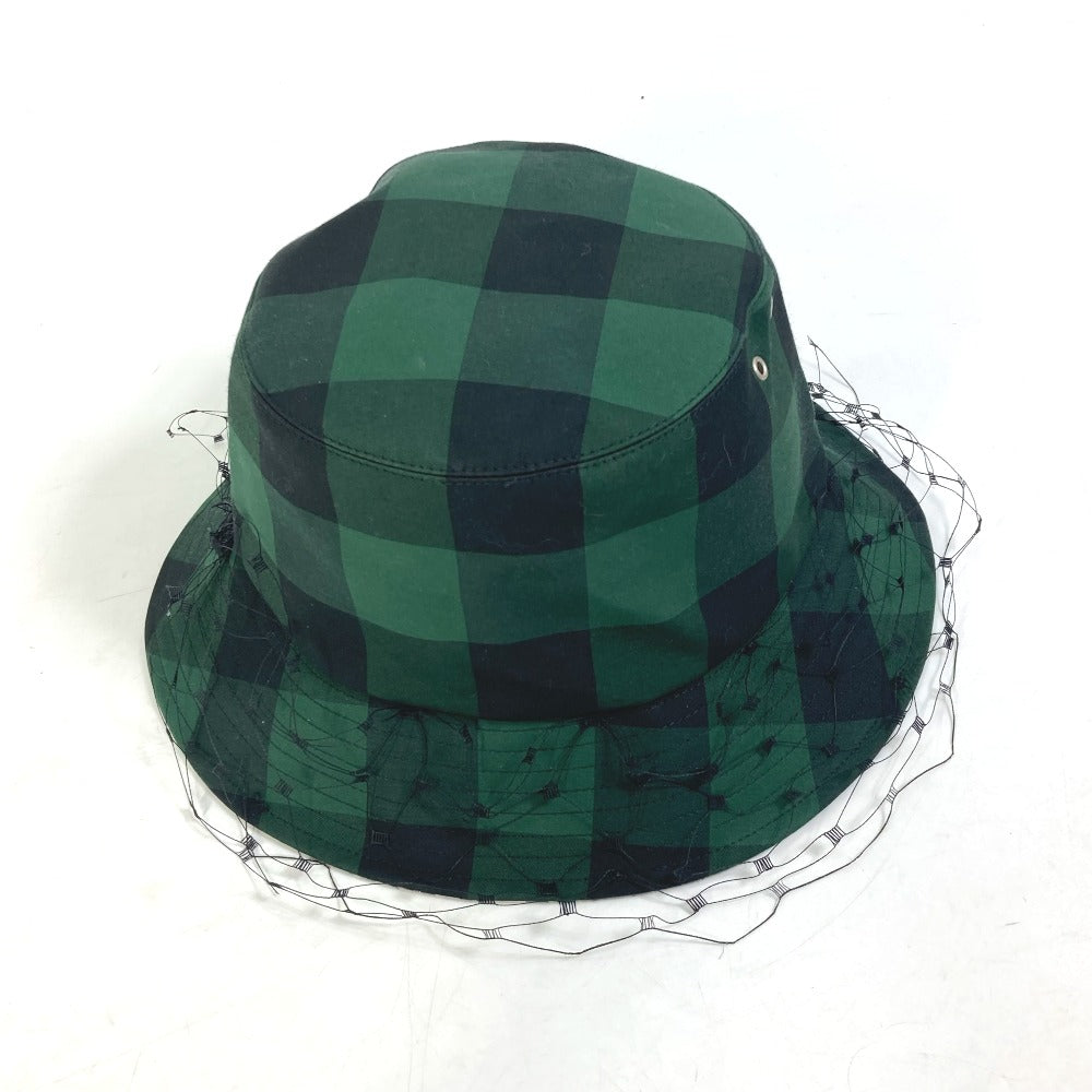 Dior 95TDD923G142 Oblique Check Bucket Hat with Tulle and Veil, Polyester, Women's, Green