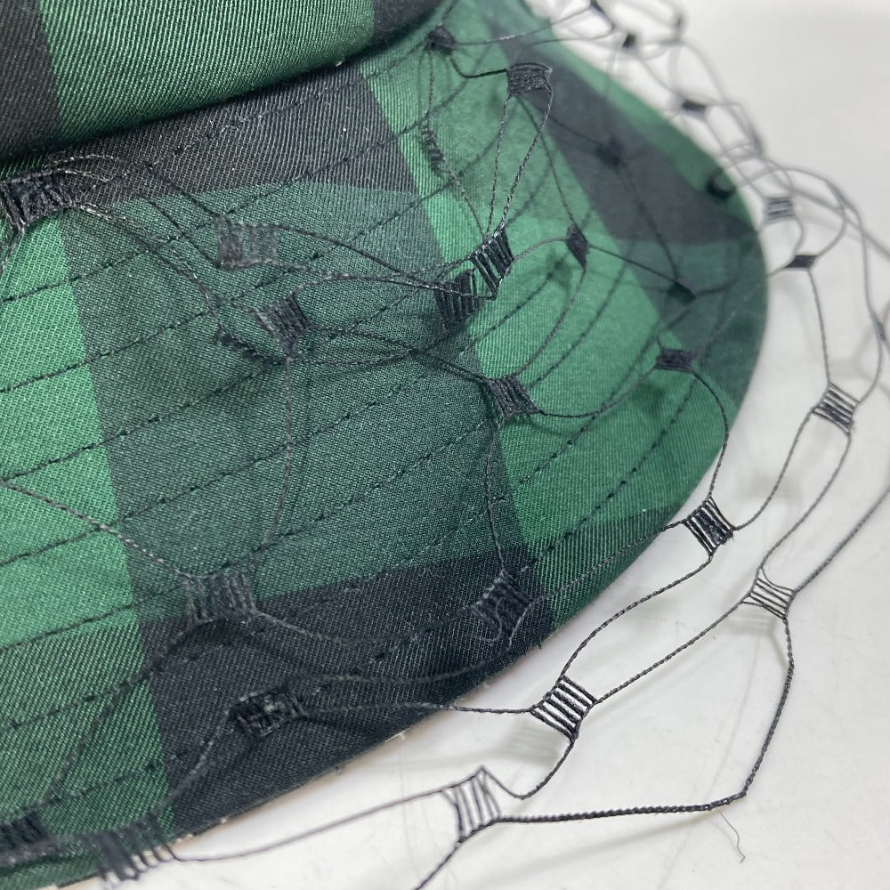 Dior 95TDD923G142 Oblique Check Bucket Hat with Tulle and Veil, Polyester, Women's, Green