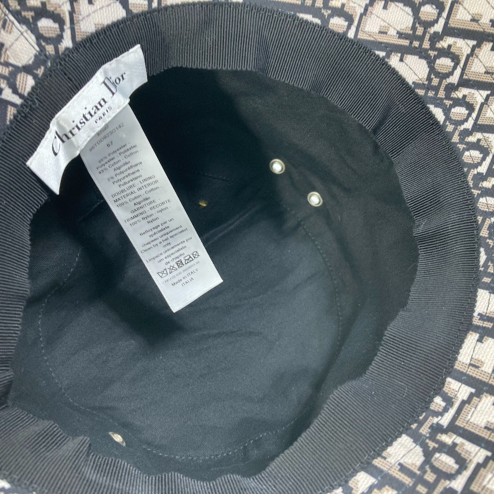 Dior 95TDD923G142 Oblique Check Bucket Hat with Tulle and Veil, Polyester, Women's, Green