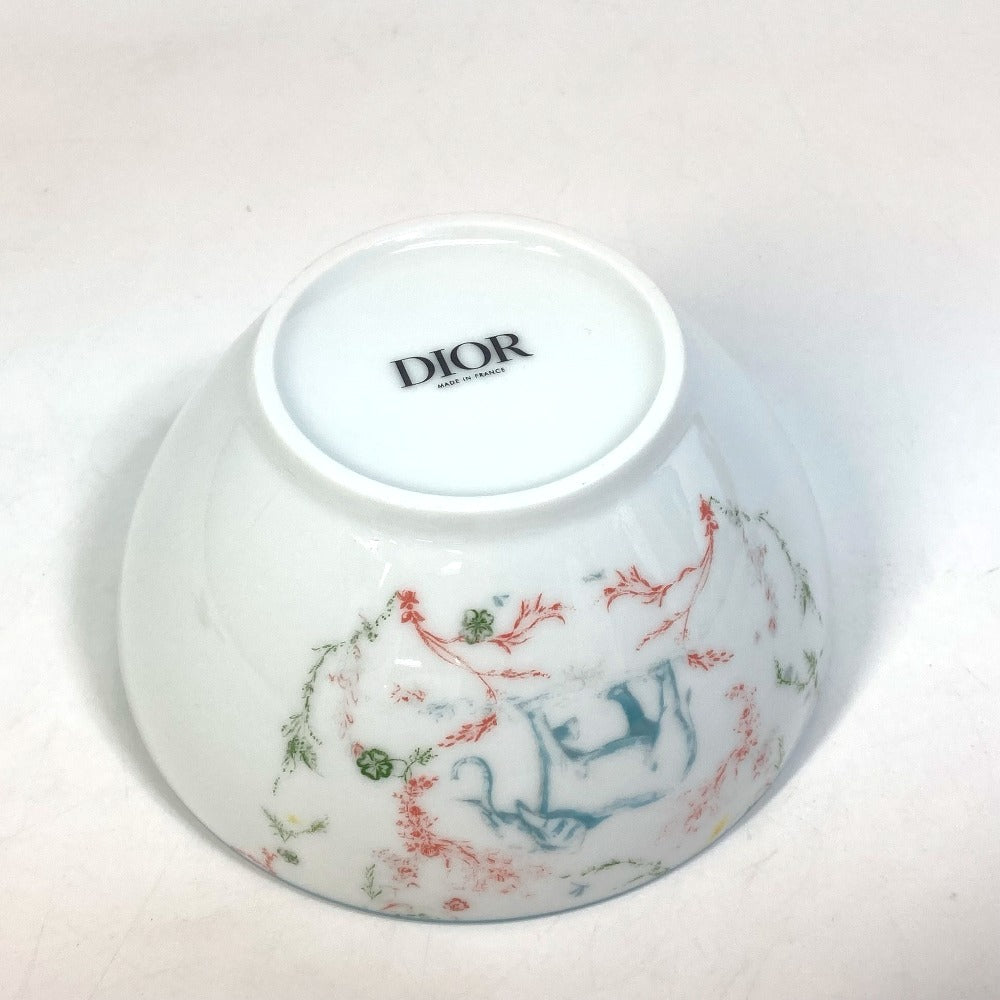 Dior HYJ03CEB0L_C970 Baby Gift Set, Toile de Jouy Kids Bowl &amp; Spoon Set, Ceramic, White