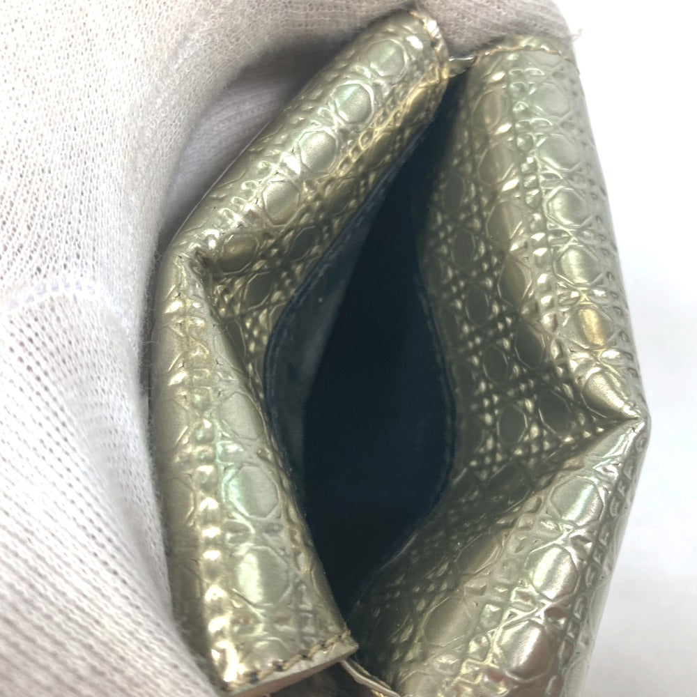 Dior CDロゴ コンパクトウォレット 3つ折り財布 レザー レディース ゴールド