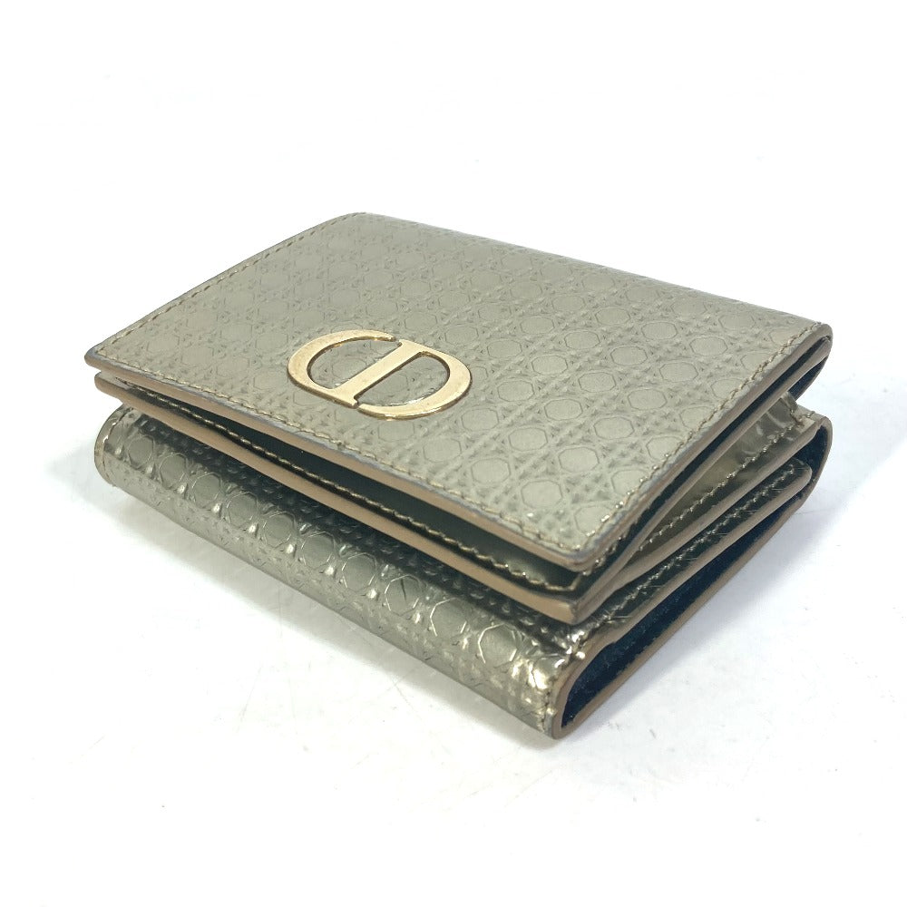 Dior CDロゴ コンパクトウォレット 3つ折り財布 レザー レディース ゴールド
