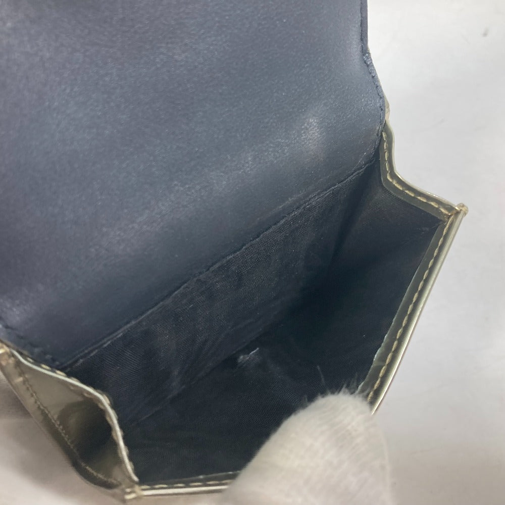 Dior CDロゴ コンパクトウォレット 3つ折り財布 レザー レディース ゴールド