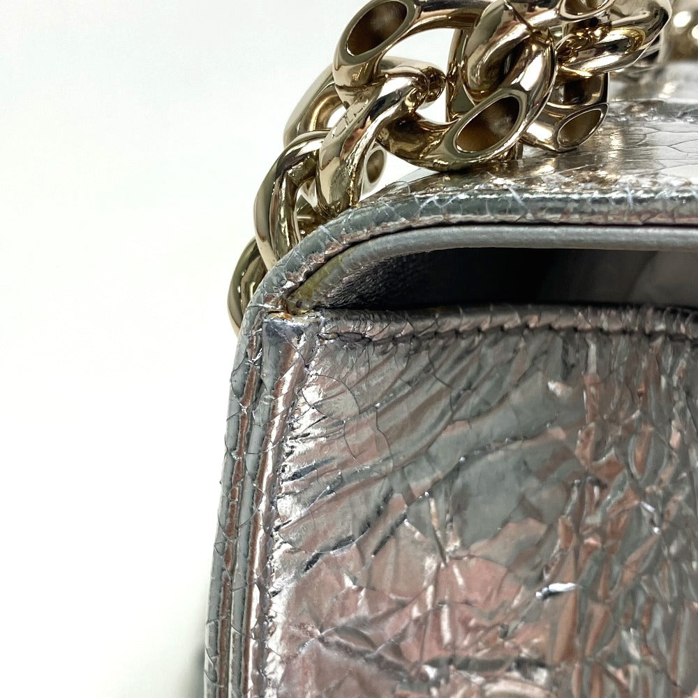 Dior Small Flap Bag, DIORAMA Chain Shoulder Bag, Leather, Silver, Women's