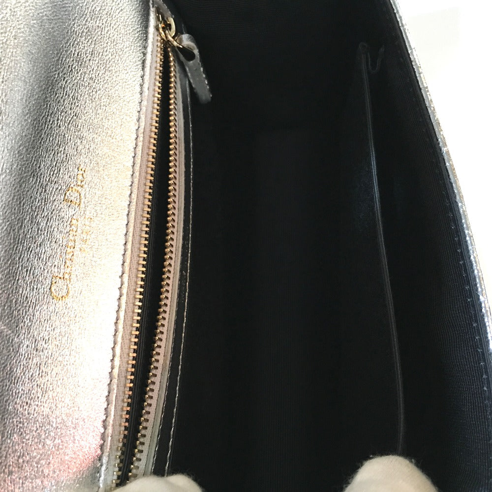 Dior Small Flap Bag, DIORAMA Chain Shoulder Bag, Leather, Silver, Women's