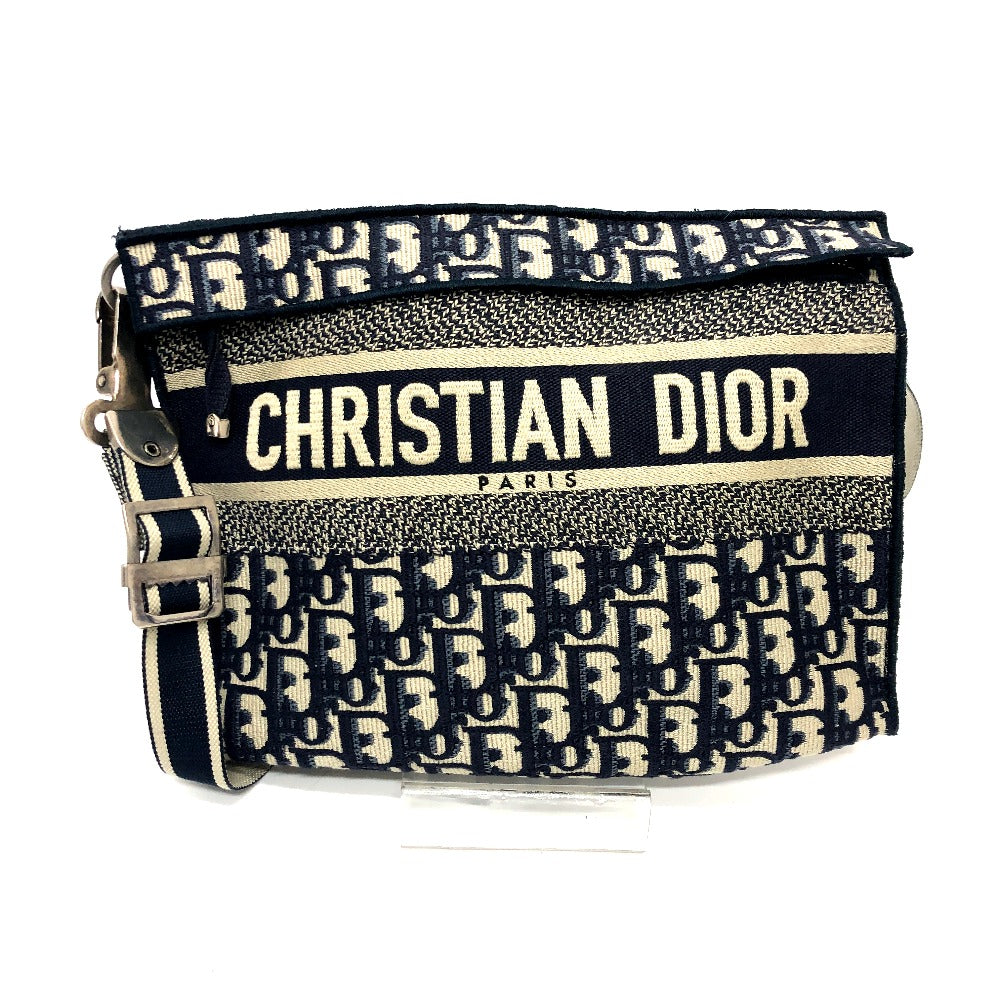 Dior Oblique Flat Bag, Crossbody Bag, Shoulder Bag, Jacquard, Women's, Navy