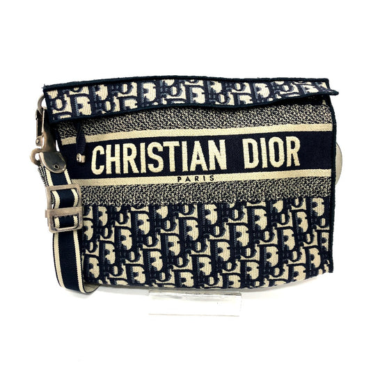 Dior オブリーク フラットカバン バッグ カバン 斜め掛けバッグ ショルダーバッグ ジャガード レディース ネイビー