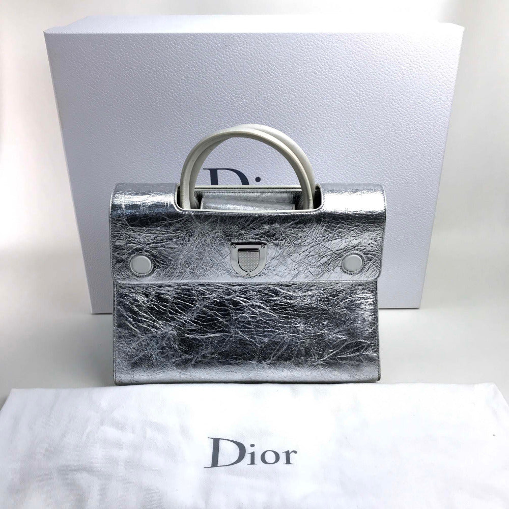 Christian Dior DIOREVER Diorever 2-Way Handbag in Metallic Silver Leather for Women
