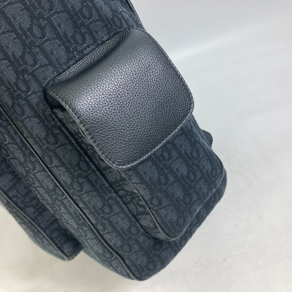 Dior 1ADBA161YKS 23SS Saddle Oblique Backpack, Canvas/Leather, Men's, Navy