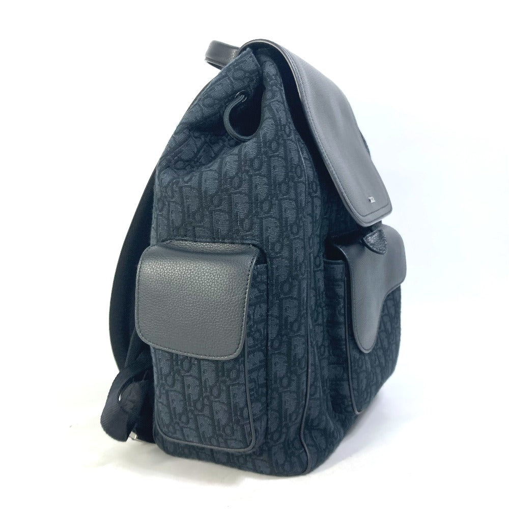 Dior 1ADBA161YKS 23SS Saddle Oblique Backpack, Canvas/Leather, Men's, Navy