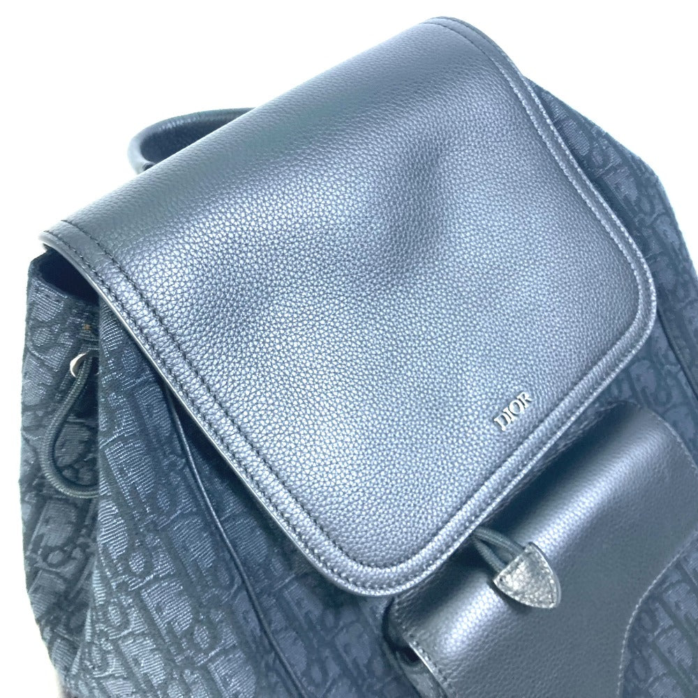 Dior 1ADBA161YKS 23SS Saddle Oblique Backpack, Canvas/Leather, Men's, Navy