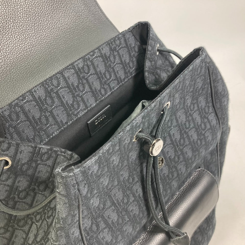 Dior 1ADBA161YKS 23SS Saddle Oblique Backpack, Canvas/Leather, Men's, Navy