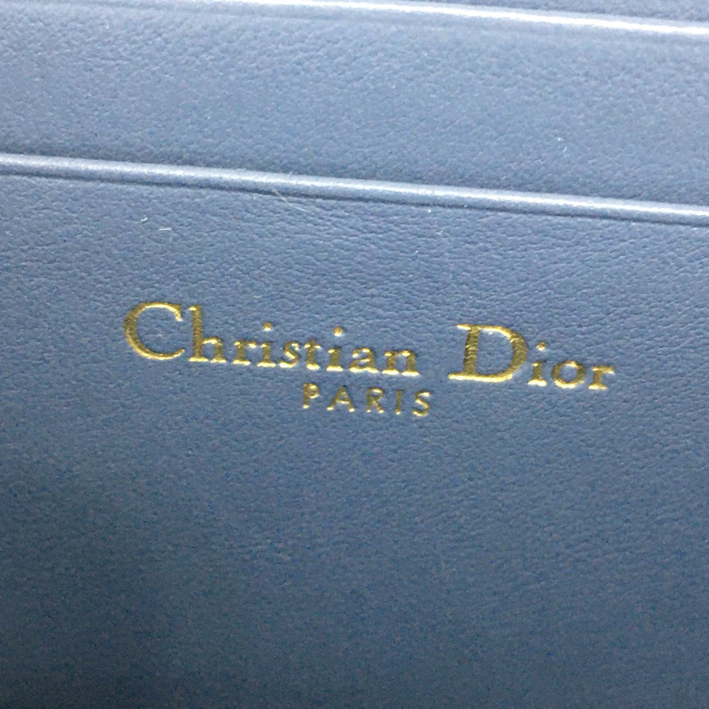 Dior ストライプウォレット ラウンドファスナー コインケース レザー レディース デニムブルー