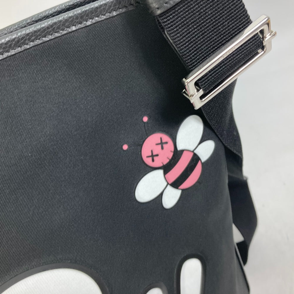 DIOR HOMME KAWS Collaboration Japan Exclusive BEE Logo 2-Way Crossbody Shoulder Bag/Tote Bag in Nylon/Leather, Men's Black