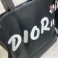 DIOR HOMME KAWS Collaboration Japan Exclusive BEE Logo 2-Way Crossbody Shoulder Bag/Tote Bag in Nylon/Leather, Men's Black