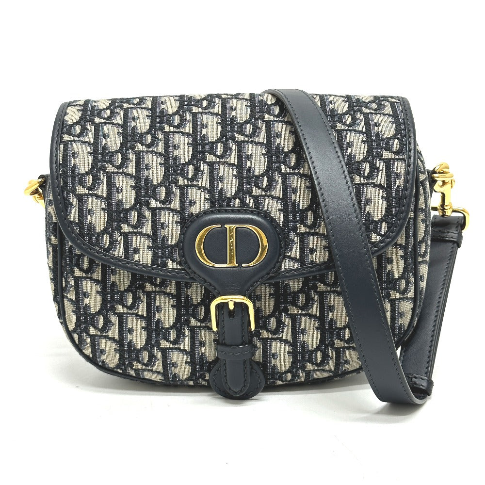 Dior CD カナージュ カロ チェーン ショルダーバッグ レザー レディース グレー