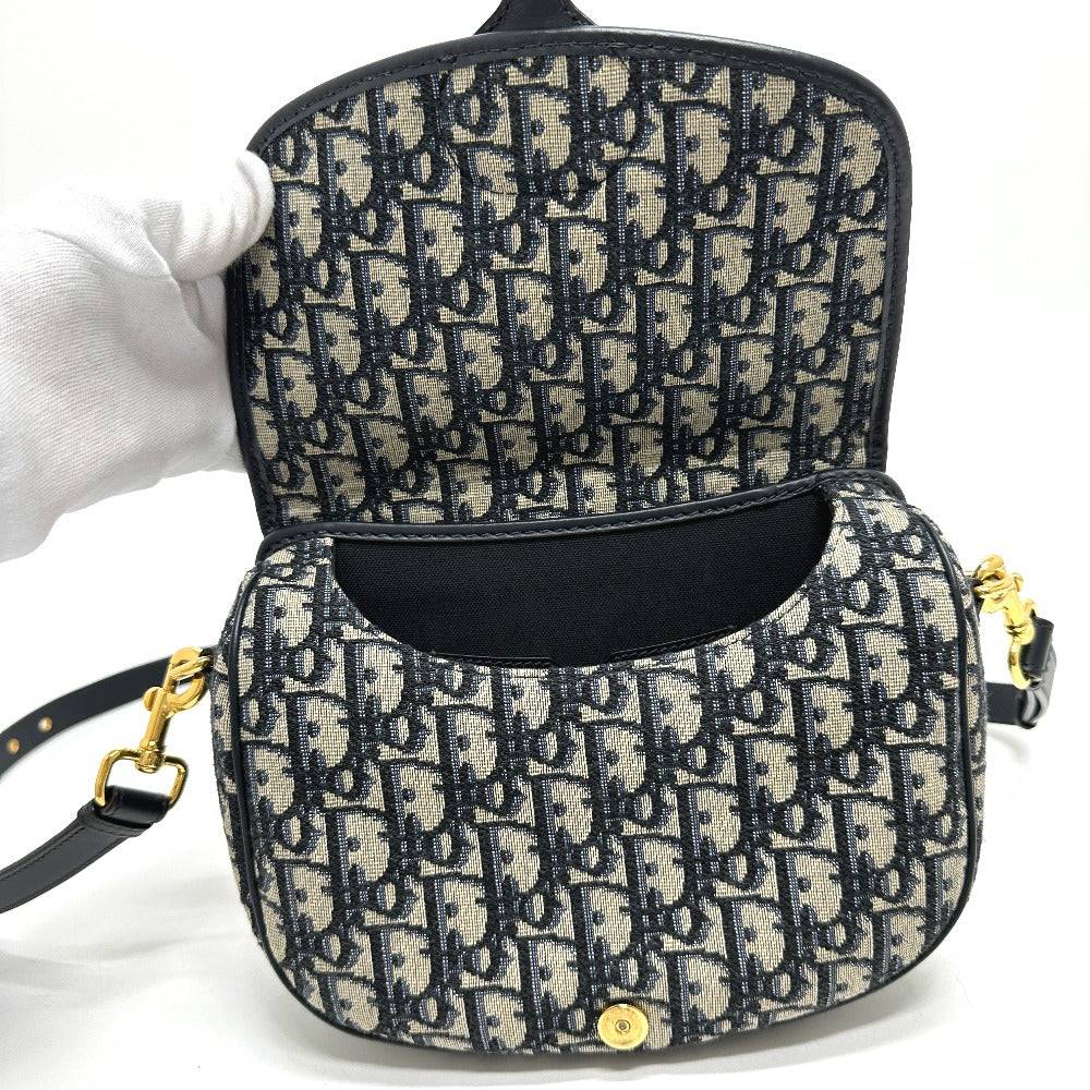 Dior CD カナージュ カロ チェーン ショルダーバッグ レザー レディース グレー