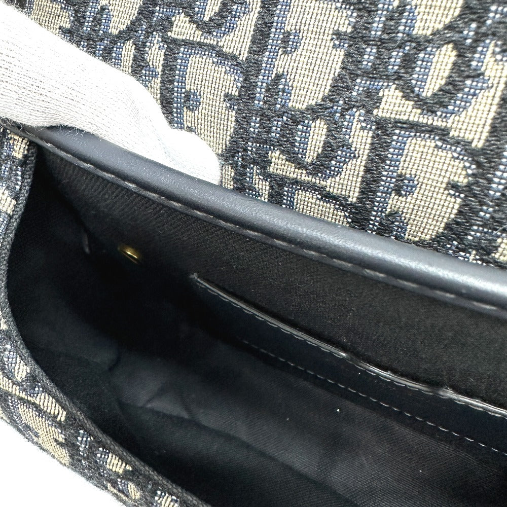 Dior CD カナージュ カロ チェーン ショルダーバッグ レザー レディース グレー