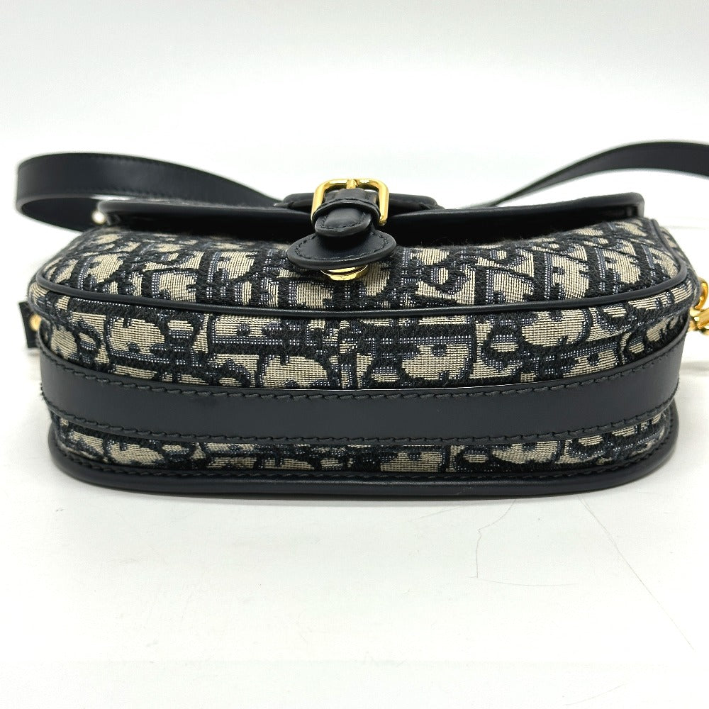Dior CD カナージュ カロ チェーン ショルダーバッグ レザー レディース グレー