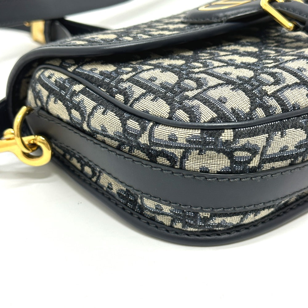 Dior CD カナージュ カロ チェーン ショルダーバッグ レザー レディース グレー