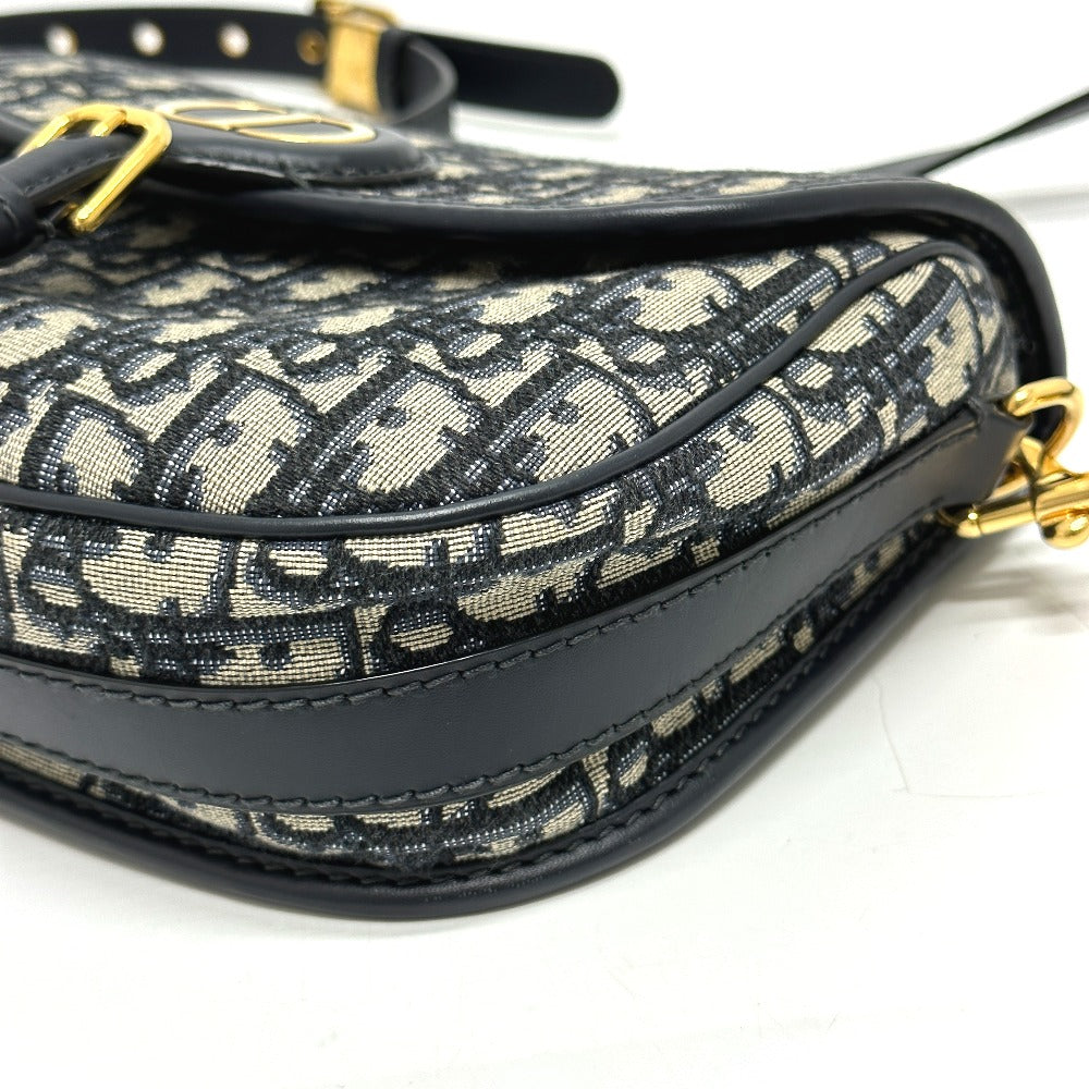 Dior CD カナージュ カロ チェーン ショルダーバッグ レザー レディース グレー