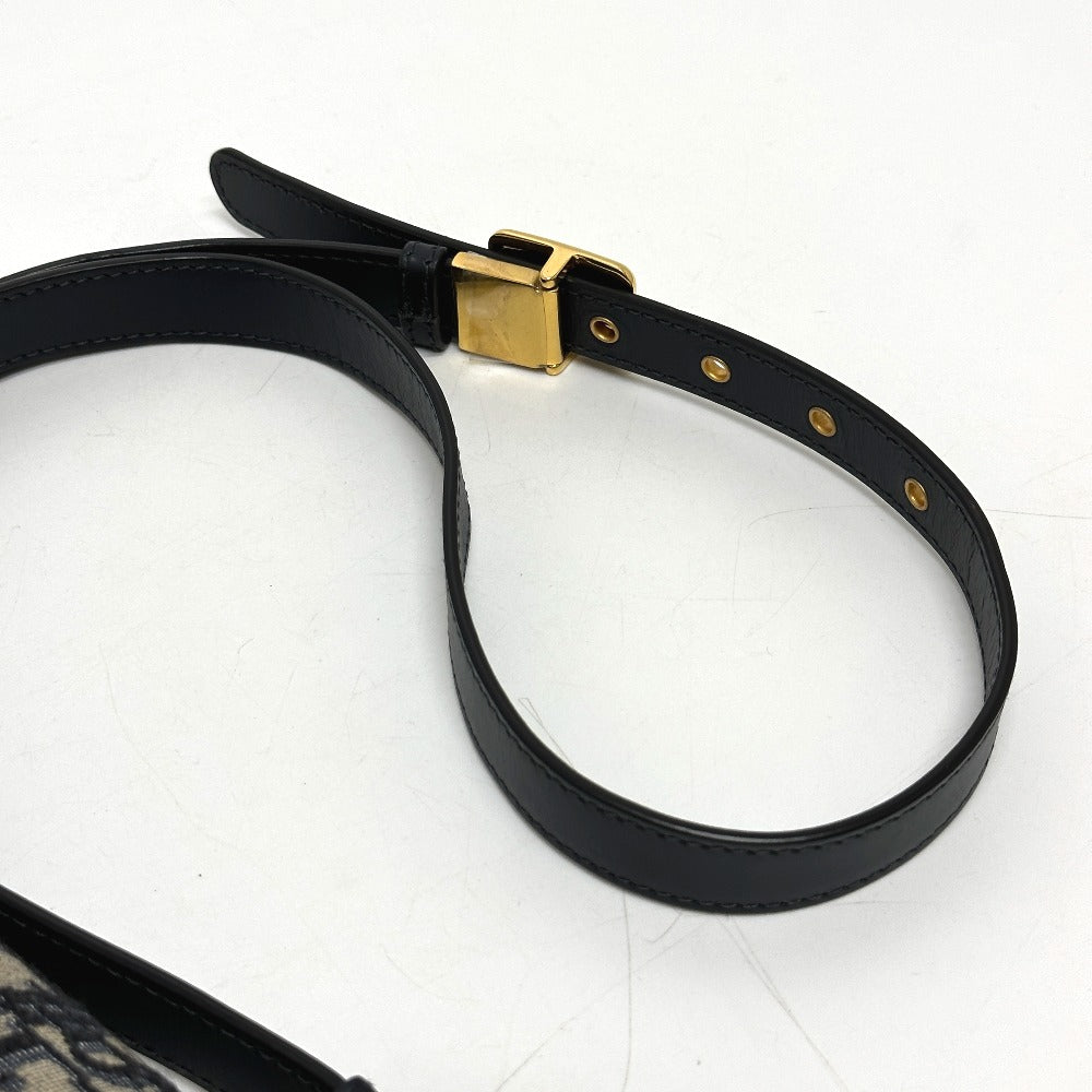 Dior CD カナージュ カロ チェーン ショルダーバッグ レザー レディース グレー